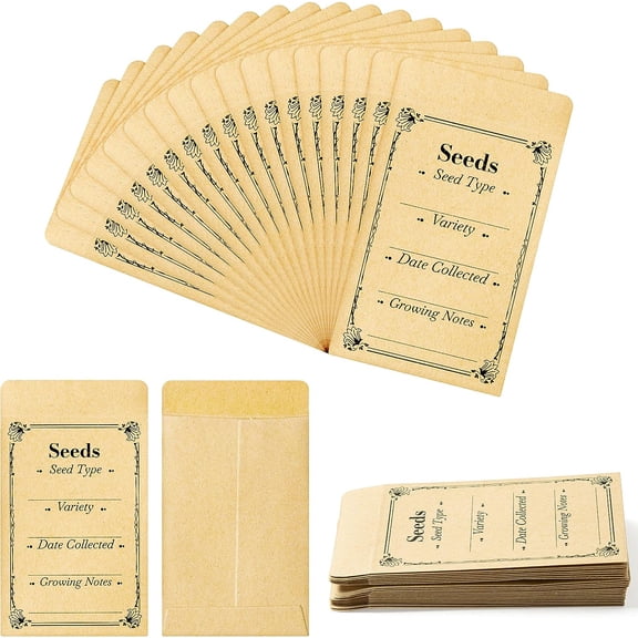 Kraft Paper Seed Envelopes, 2.3x3.5 Inches Small Coin Envelopes for Seed Storage Organizer,100-Pack