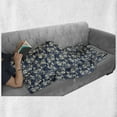 thumbnail image 5 of Floral Soft Flannel Fleece Throw Blanket, Classic Victorian Style Artwork Motifs with Curved Leaves and Blooms, Cozy Plush for Indoor and Outdoor Use, 60" x 80", Eggshell and Night Blue, by Ambesonne, 5 of 5