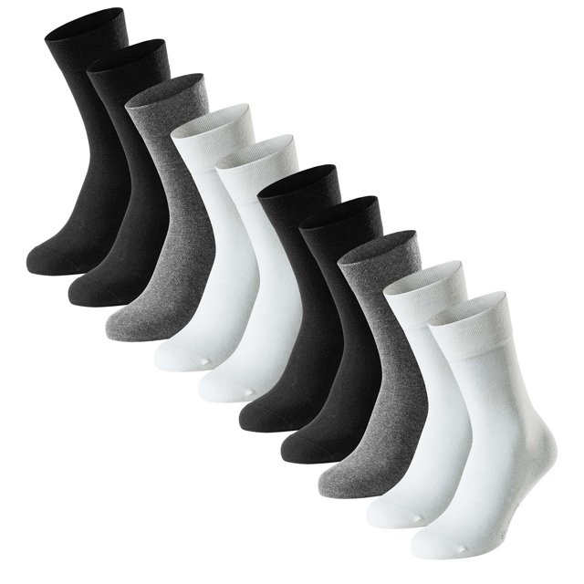 SCHIESSER Calcetines para hombre, paquete de 10 - «Bluebird», mezcla de algodón, lisos/estampados Negro/Gris/Blanco 43-46