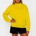 thumbnail image 2 of WTOBBY Women's High Neck Fleece Sweatshirt Solid Color Loose Fit Pullover Top Fall Winter Casual Wear with Warm Comfort Style,Yellow M, 2 of 6
