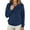 Navy, variant on XIAONU Womens Hoodies Waffle Knit Button V-Neck Hooded Sweatshirt Solid Color Long-Sleeve Drawstring Hoodie With Pockets