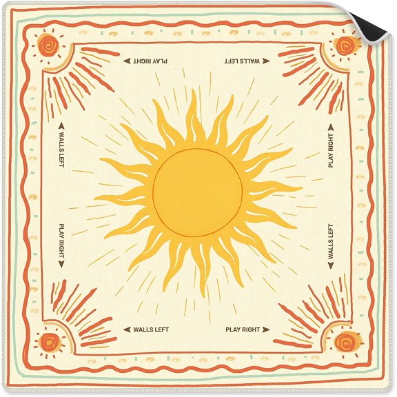 Boho Sunshine Mahjong Mat 31.5 x 31.5in, Non-Slip Noise-Reducing for Poker, Cards & Board Games