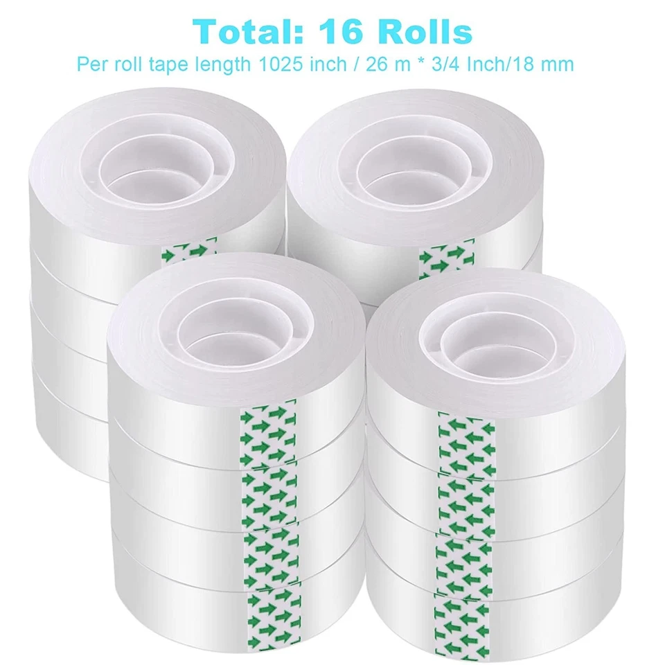 CRESTIN- Clear Transparent Tape Rolls 3/4" X 1000" Dispenser Refill 20 Tape Rolls Scotch