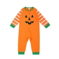 thumbnail image 3 of Argulvti Ensemble de Pyjamas Assortis pour la Famille, Haut à Manches Longues à Col Rond à Rayures d'Halloween avec Imprimé Citrouille + Pantalon Long pour Parents et Enfants, 3 of 9