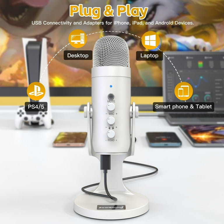 ZealSound K66 USB Microphone with Quick Mute & Noise Cancel ZealSound K66 USB Microphone with Quick Mute & Noise Cancel