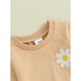 thumbnail image 6 of FEORJGP Toddler Girl Fall Clothes Infant Baby Long Sleeve Sweatshirt Daisy Embroidered Jumpers Crew Neck Tops Solid Drawstring Sweatpants Long Pants Set 2Pcs Outfit, 6 of 9