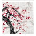 thumbnail image 3 of Cherry Blossom Shower Curtain, Twisted Trunk of Cherry Tree with Blooms in Foggy Sky, Fabric Bathroom Set with Hooks, 69W X 84L Inches Extra Long, Charcoal Grey Dark Coral and Rose, by Ambesonne, 3 of 3