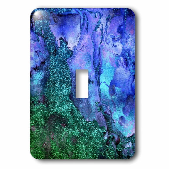 3dRose, Image of Trendy Indigo Blue and Green Glitter Ink Metal Marble Agate , single toggle switch