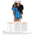 thumbnail image 5 of Mujer Cuello Redondo Top Color Contraste Impresión Digital Manga Corta Suelta Verano Casual Camiseta Azul L, 5 of 5