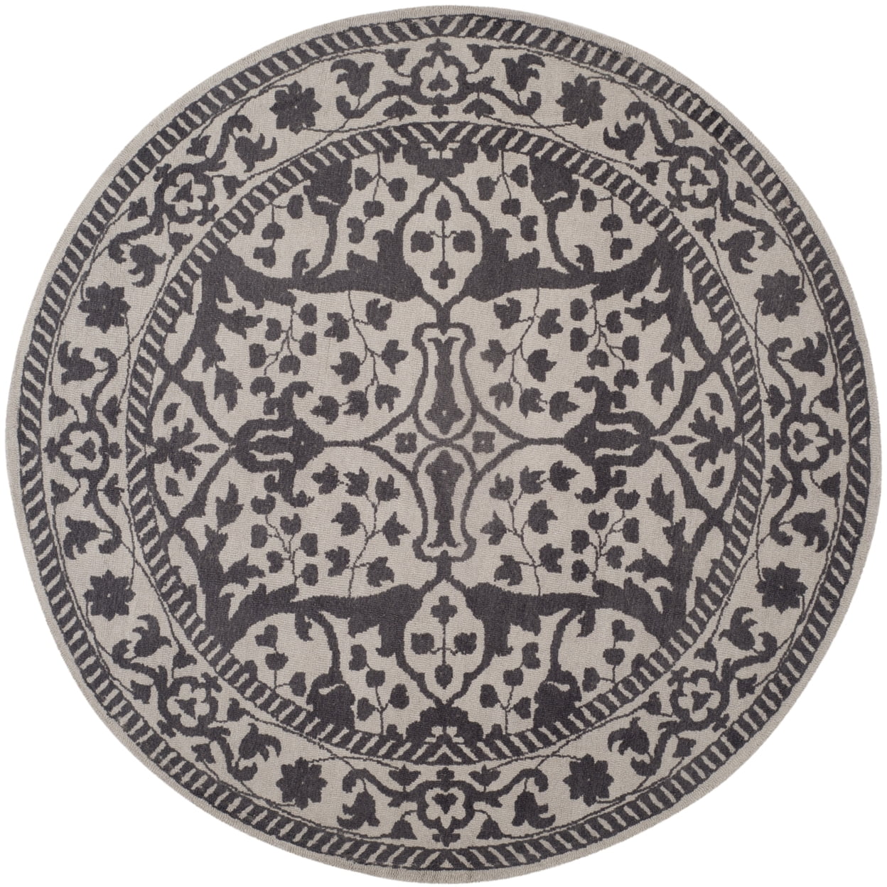 SAFAVIEH Restoration Vintage Wilson Border Wool Area Rug, Silver/Grey, 8' x 10'