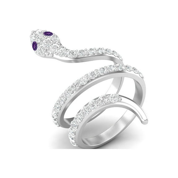 Mooneye 925 Sterling Silver Snake Women Valentines Day Gifts Wrap Ring Amethyst Cobra Snake Rings