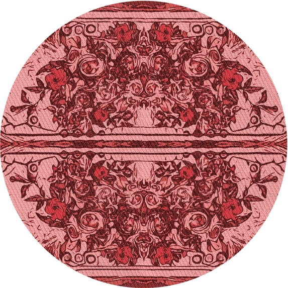 Ahgly Company Indoor Round Patterned Tomato Sauce Red Area Rugs, 8' Round