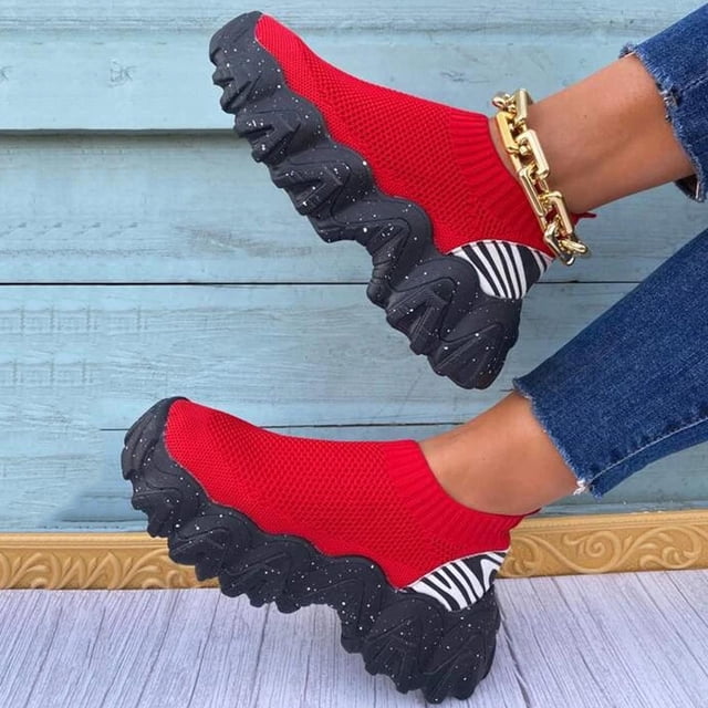 Zapatos de mujer Moda Estampado de leopardo Colorblock Detalle de punto Gráfico Calcetín Zapatos Suela gruesa Zapatillas de deporte de punto volador Wmkox8yii shalkjhdk2271