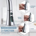 thumbnail image 3 of Wowow Stainless Steel 3-Functions Single-Handle Pull Down Sprayer Kitchen Faucet with Deck Plate in Polished Chrome, 3 of 5