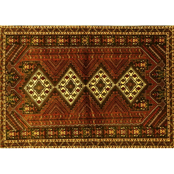 Ahgly Company Indoor Rectangle Persian Yellow Traditional Area Rugs, 2' x 3'