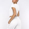 thumbnail image 7 of Womens Two Piece Outfits Waffle Knit Lounge Set Short Sleeve Crop Tops Joggers Pants Workout Tracksuits White, XL, 7 of 7