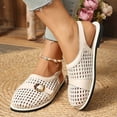 thumbnail image 5 of Samdudou Womens Casual Shoes Closed Toe Slingback Woven Faux Leather Upper Adjustable Strap Vintage Metallic Buckle Detail Flat Sole Daily Walking Dressy Summer Footwear, 5 of 7