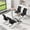 Table+4 Black Chairs, variant on ExtraLco Glass Dining Table Set for 6, 63 Inch Silver V-Leg Table with 6 Light Gray PU Chairs