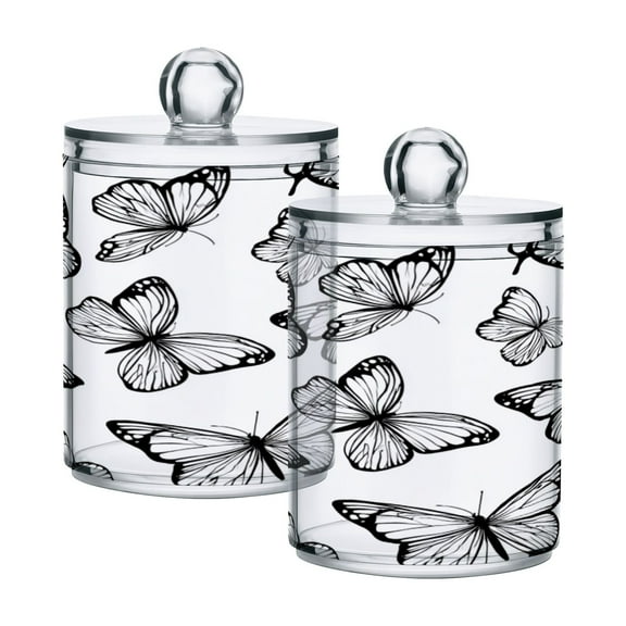 High-value clear storage jars keep life organized and within reach Black and White Butterfly
