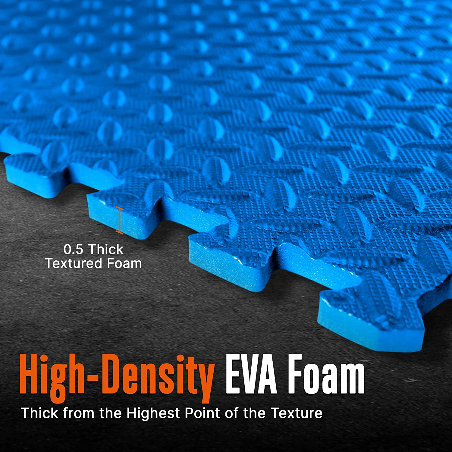 Squatz Gym Thick Puzzle Exercise Mat 6 Pcs EVA Foam Interlocking Tiles Protective Flooring, Blue