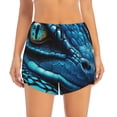 thumbnail image 2 of Susaid Blue Viper Snake Closeup Face Print Women's High Waisted Running Shorts Quick Dry Athletic Gym Track Workout Shorts Zip Pocket-Medium, 2 of 7