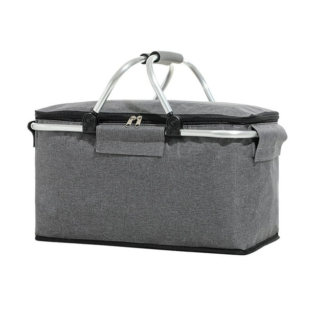 Cesta de picnic aislada plegable Cesta de picnic plegable grande Picnic plegable Gris 42x23x23cm kusrkot Cesta de picnic