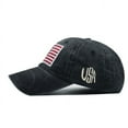 thumbnail image 3 of Clearance! Fdelink Adult Classic American Flag Washed Old Letter American Sunshade Baseball Cap Fashion Cap (Black), 3 of 7