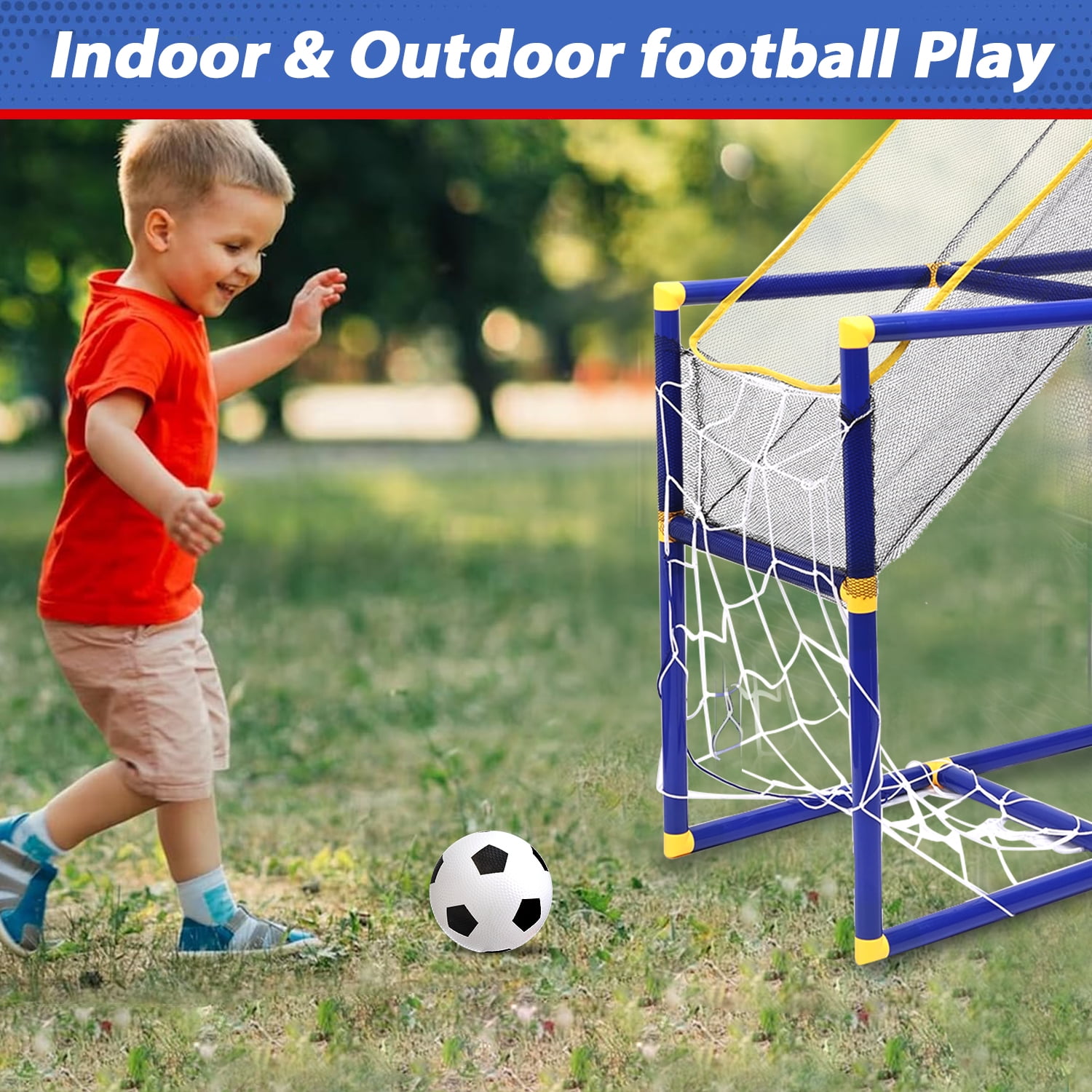 Gemeer Kids Basketball Hoop Arcade Game, 2 in 1 Sports Indoor Outdoor Basketball, Kid Sport Toys with 4 Balls & Inflatable Balls Pump, for Boys and Girls