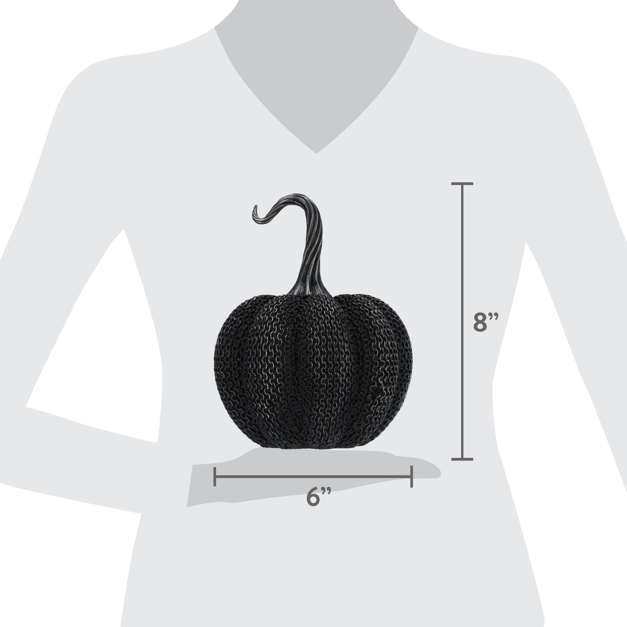 Resin Textured Pumpkin Decoration, Black, 7.9", Halloween by Way To Celebrate