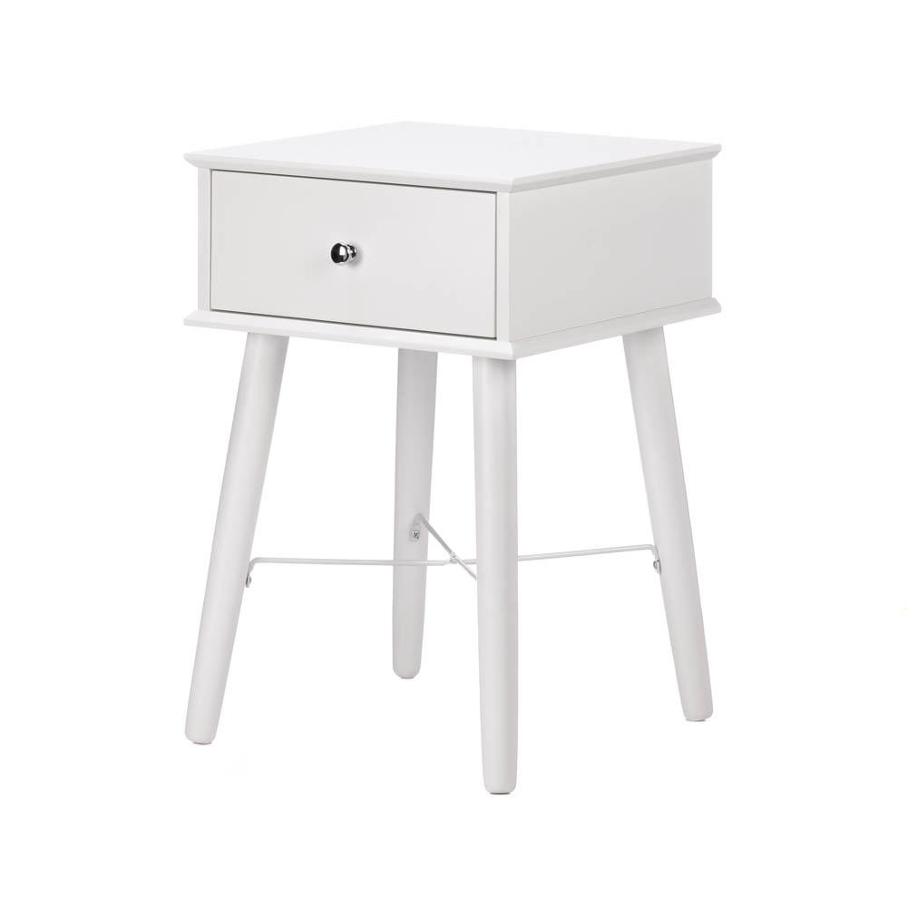 White Lacquer Side Table Mdf Wood, Small White End Table With Drawers