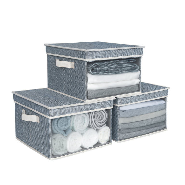 TYEERS Collapsible Storage Bins with Lids, Patchwork Design
