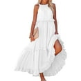 thumbnail image 2 of Zmoon Women's Bohemian Long Solid Color Sleeveless Halter Neck Ruffle Beach Style Dress, 2 of 9