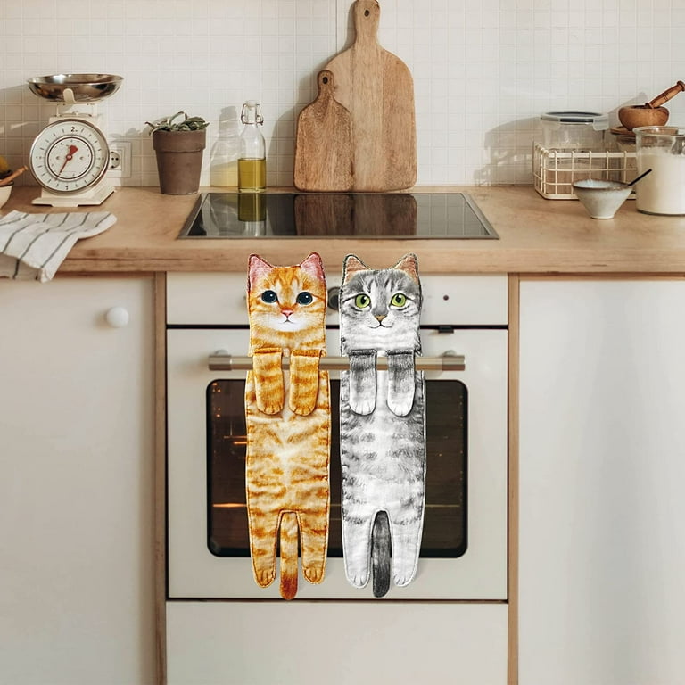 Cat Funny Hand Towels for Bathroom Kitchen - Cute Decorative Cat
