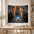 thumbnail image 5 of Deity Face with Fiery Portal and Clenched Stone Fists, Dramatic Fantasy for Dark Art Lovers, Mythical Gateway Decor, Halloween Gift Tapestry Wall Hanging for Bedroom and Living Room, 5 of 7