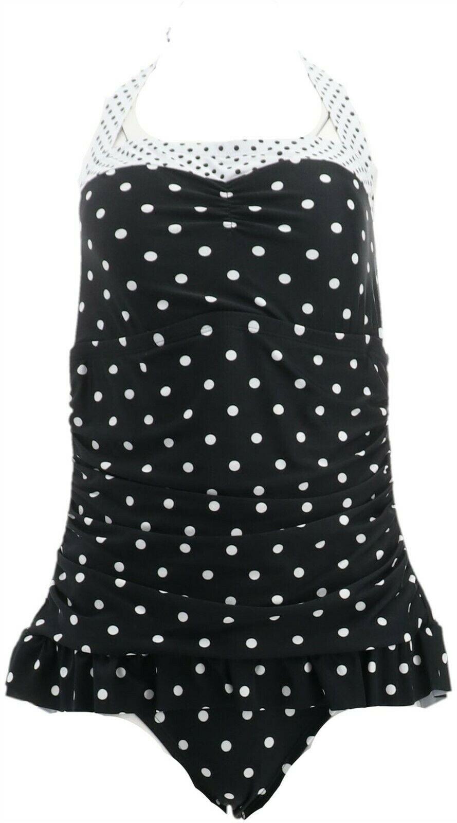 halter self tie ruffle hem polka dot dress