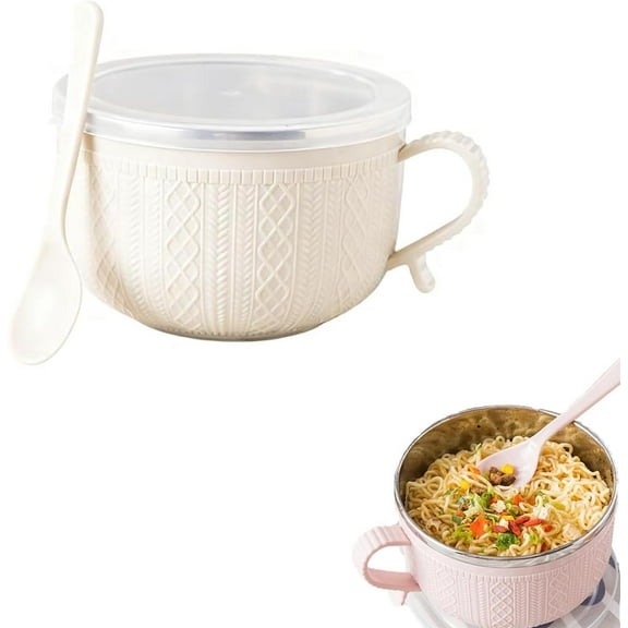 25-Oz Mug Meal with Lid, Stainless Steel Double-Wall Insulated Soup Mug, Heat-Resistant Bowl for Hot Beverages and Meals, Single U