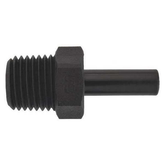 Push-Fit Adapter Fitting, 1/4 in Tube Size, Polypropylene, White, 10 PK