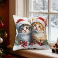 thumbnail image 5 of Horivan Festive Christmas Tree Cat Pillow Cover Linen Watercolor Holiday Decor for Sofa Bed Living Room Seasonal Home Accent Throw Pillow Case Cute Cat Themed, 5 of 6