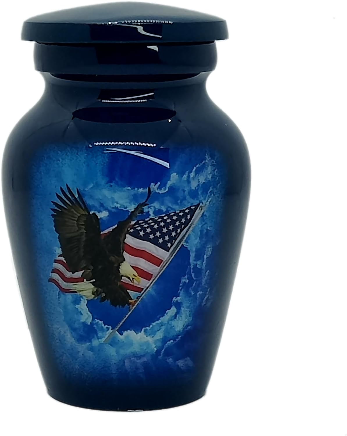 UR Keepsake Urn –Fly American Eagle with USA Flag Keepsake Cremation Urn for Human Ashes with Velvet Box & Velvet Bag-Mini Keepsake Urn - Affordable Keepsake Urn (3 cu.in)