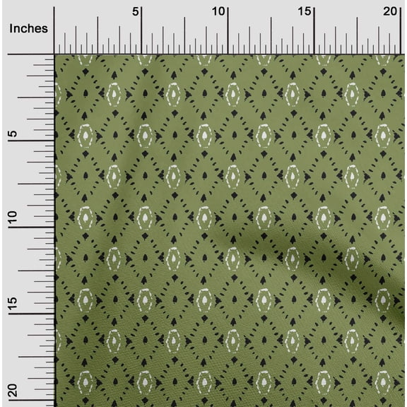 oneOone Organic Cotton Poplin Twill Fabric Geometric Block Print Fabric By Yard 42 Inch Wide