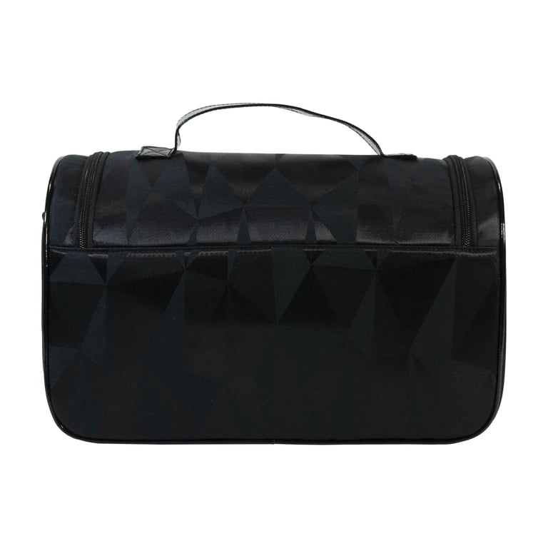 Modella Cosmetic Carryall in Black Pattern Exterior and Hot Pink