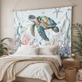 thumbnail image 3 of Sea Turtle Coastal Small Tapestry for Bedroom Wall Hanging Tapestry, Summer Beach Coral Ocean Seaweed Ceiling Backdrop Tapestries Poster Blanket Wall Decor for Teens Room Living Room Dorm 23" x 28", 3 of 8