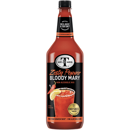 Mr & Mrs T Zesty Pepper Bloody Mary Mix, 1L Bottle, 1 Pack – Premium Cocktail Mixer for Spicy Bloody Marys, Ready to Use