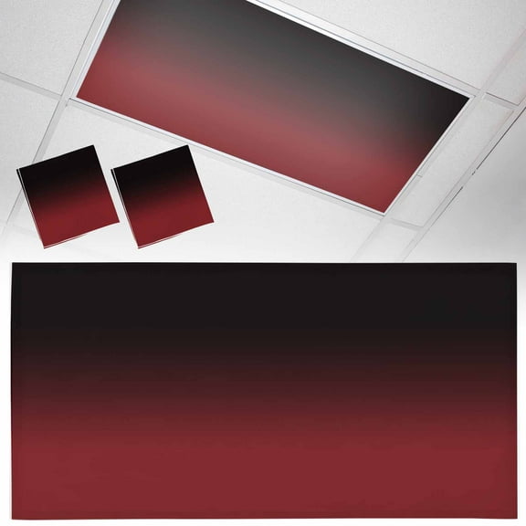 2 Pack Black Red Fluorescent Light Covers for Ceiling Lights Gradient Magnetic Ceiling Light Covers Overhead Light Filters for Office Classroom Home