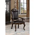 thumbnail image 4 of Traditional Dining Room Furniture 9pc Set Walnut Dining Table w Leaves 2x Arm Chairs 6x Side Chairs Dark Brown Leatherette Seat, 4 of 10