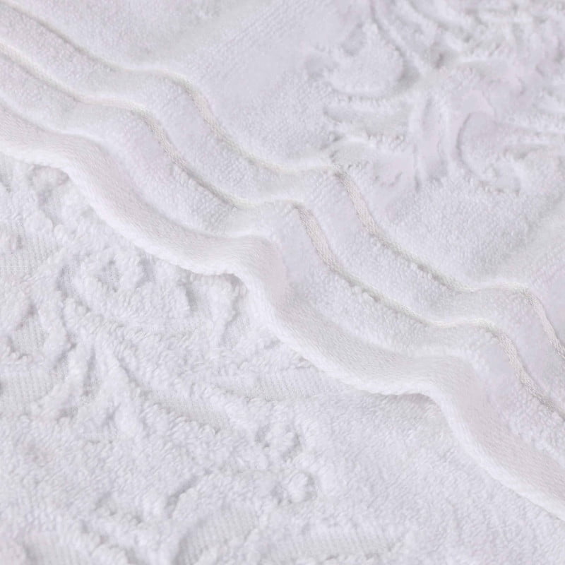 Superior Sadie Zero Twist Cotton Floral Bath Towel Set of 4 , White