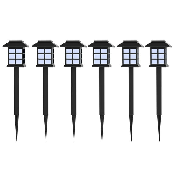 Pure Garden 6-Pack Solar Outdoor Lights – Weather-Resistant Landscape Pathway Set for Yard, Black