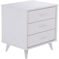 thumbnail image 1 of SEI Furniture Table de Chevet 3 Tiroirs en Blanc et Chrome, 1 of 13