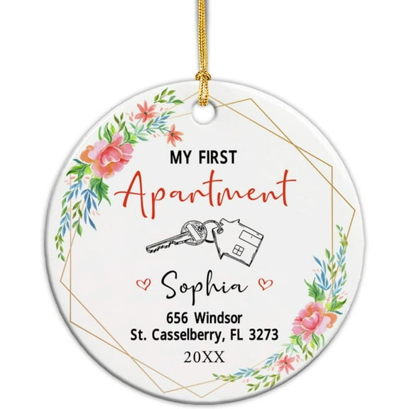 My First Apartment Ornament Xmas 2025, Gifts for Newlywed Mr & Mrs, Personalized 1st Xmas in New Apartment Gifts for Housewarming, Custom Name Address & Year Christmas Ceramic Ornament oy0stz
