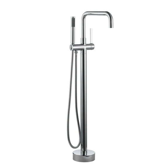 Wowow Single-Handle Freestanding Tub Faucet Floor Mount Bathtub Filler with Hand Shower in Chrome
